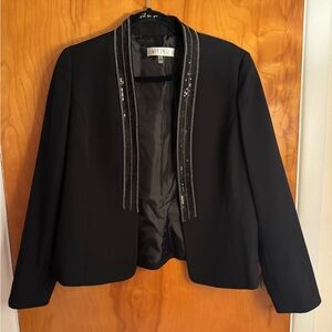 ✨Kasper Black Sequin Open Front Women's Blazer Size 12